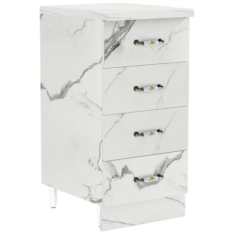 Cassettiera Per Cucina Mobile Mobiletto 4 Cassetti In Legno Bianco Effetto Marmo - Foto 2