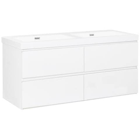 Mobiletto A Muro Con Doppio Lavabo Cardiel 120 Cm Bianco - Foto 2