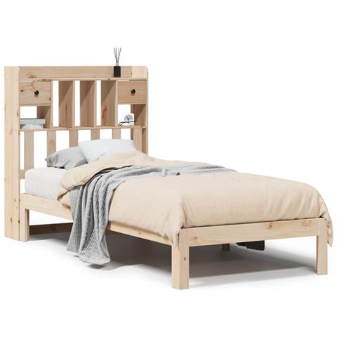 Letto Libreria senza Materasso 90x200 cm Legno Massello Pino - Foto 1
