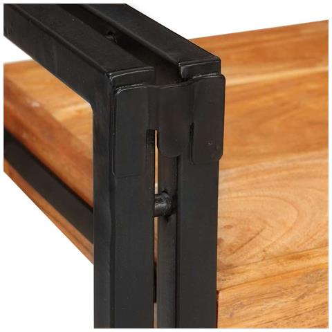 Comodino 2 pcs Marrone e nero Legno Massello di Acacia - Foto 9