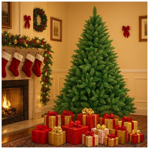 Albero Di Natale Verde Canberra 240 Cm Foltissimo Con 1586 Punte Rami Innesto - Foto 2
