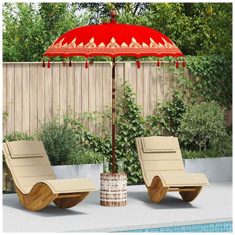 Parasol Balinese Rosso 180-190 cm Cotone, legno massello - Foto 2