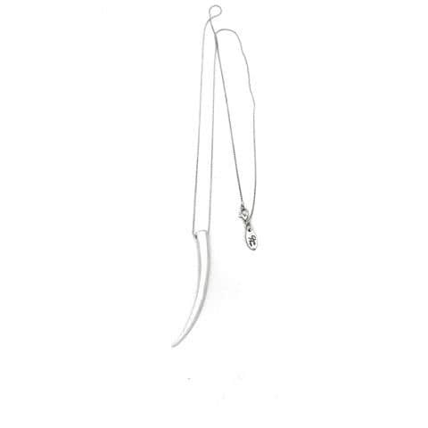 Collana Con Zanna In Zama Argentata, 80 Cm - Foto 1