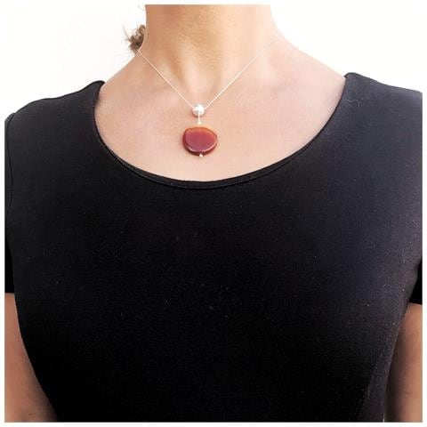Girocollo In Argento Sterling 925 ""in My World"" Rosso Agatha - Foto 2