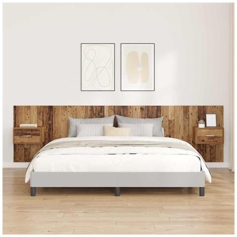 Testata con Comodino 3 pcs Legno vecchio Legno multistrato - Foto 2