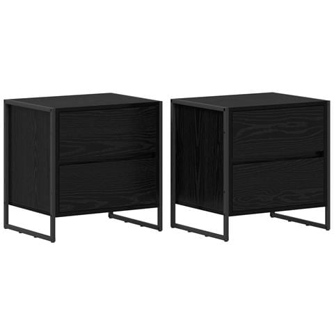 Comodino 2 pcs Rovere Nero 50 x 39.5 x 50 cm Legno multistrato - Foto 1