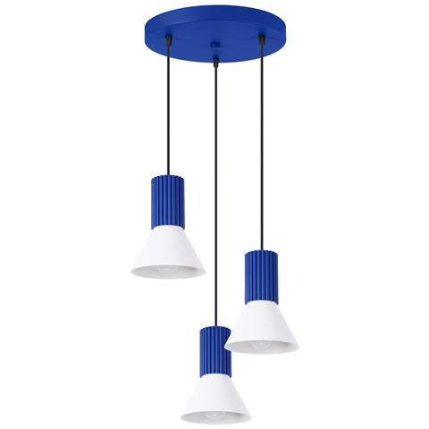 Lampada A Sospensione Estria 3p Bianco /ultramarino Sl. 1875 - Soppalco Lampada A Sospensione Bianco /oltremare 120x30x30 Cm - Foto 2