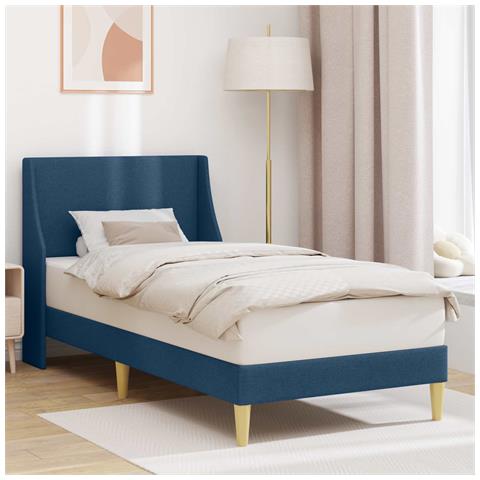 Struttura del letto con testiera Blu 100 x 200 cm Tessuto - Foto 2