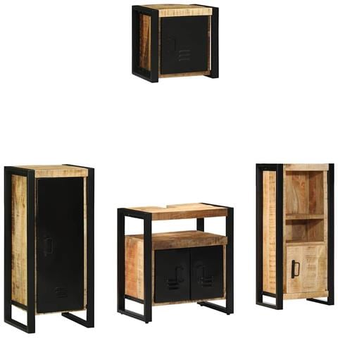 Set di mobili per il bagno 4 pcs Legno di mango massello - Foto 1