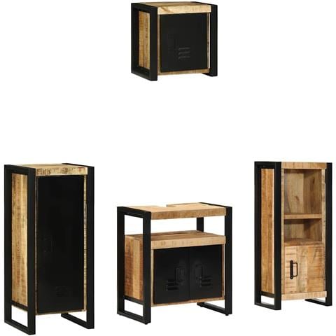 Set di mobili per il bagno 4 pcs Legno di mango massello - Foto 2