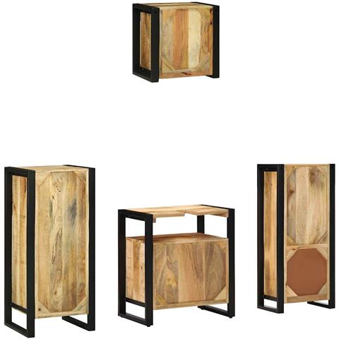 Set di mobili per il bagno 4 pcs Legno di mango massello - Foto 9