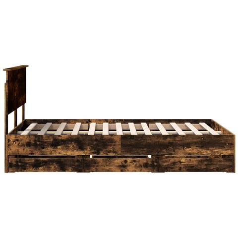 Struttura del letto con cassetto Rovere fumé 135 x 190 cm - Foto 9