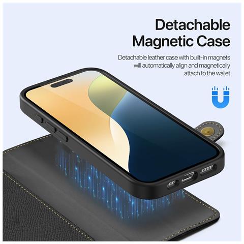 Cover Cartera per iPhone 16 Plus - Pelle /PU, Nero, MagSafe - Foto 4