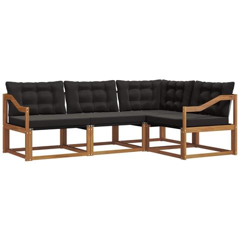 Set di divani con cuscino 4 pcs Naturale e Nero - Foto 1