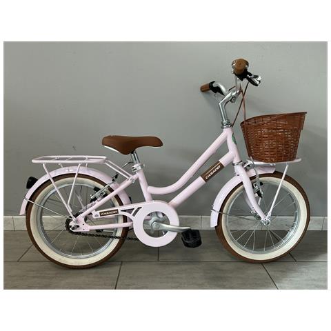 Bici Da Bambina Stile Vintage Misura 16 Bicicletta Bimba Senza Cambio 1v Completa Di Accessori Con Cestino E Luci A Led - Rosa Pastello - Foto 1