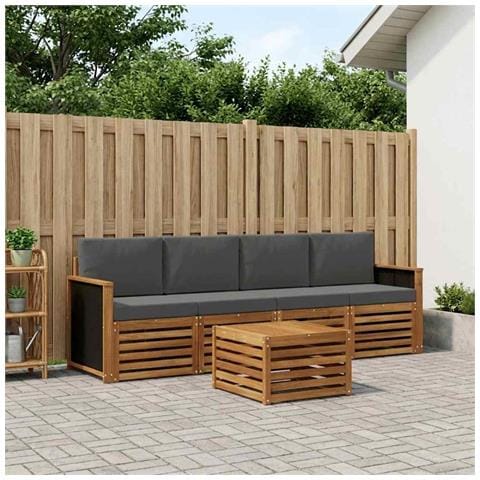 Set di divani da esterno con cuscino 5 pcs Naturale e Antracite - Foto 2