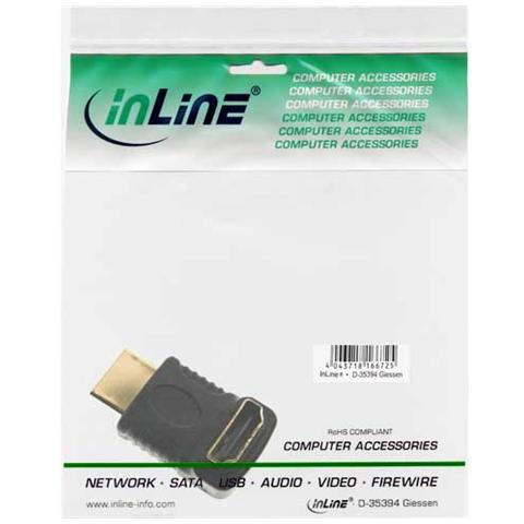 adattatore hdmi 19pin type-a maschio a hdmi 19pin type-a femmina angolato a 90 gradi verso lalto, pin dorati - Foto 2