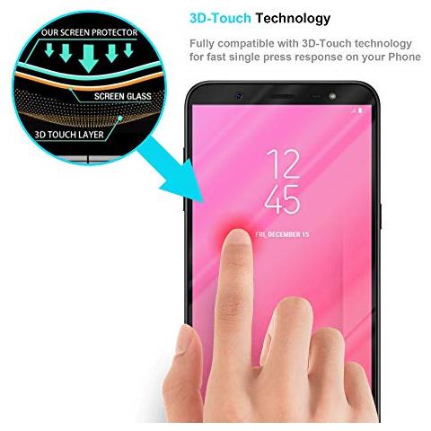 Pellicola Armatura A Schermo Intero Compatibile Con Samsung Galaxy J8 2018 In Trasparente Con Nero - Vetro Temperato (tempered) Di Protezione Del Display In Durezza 9h Con 3d Touch - Foto 2