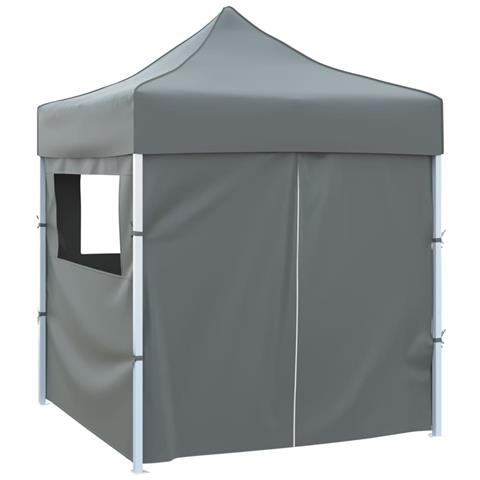 Gazebo Professionale Pieghevole 4 Pareti 2x2m Acciaio Antracite - Foto 2