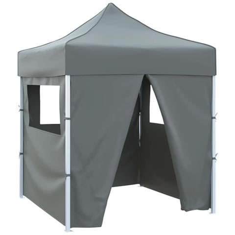 Gazebo Professionale Pieghevole 4 Pareti 2x2m Acciaio Antracite - Foto 1