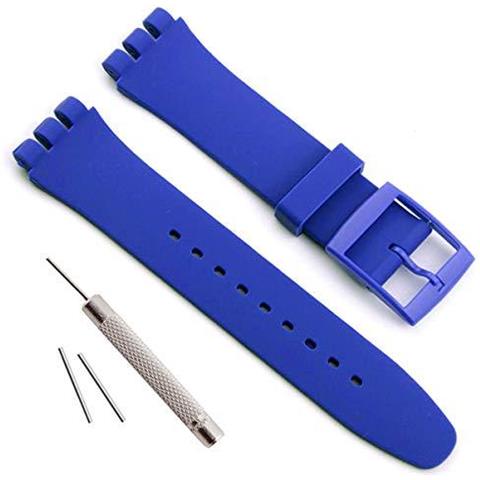 Sostituzione Impermeabile Gomma Di Silicone Del Cinturino Di Vigilanza Il Cinturino Per Swatch (17 Millimetri 19 Millimetri 20mm) (19 Mm Blu) - Foto 1