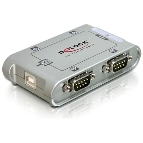 4 Port USB 2.0 Serial Hub, Argento, USB 2.0, Serial, Windows 2000 / XP / Server 2003 / Vista - Foto 1