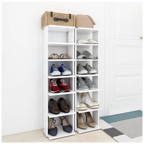 Scarpiere 2 pz Bianche 27,5x27x102 cm in Legno Multistrato - Foto 2