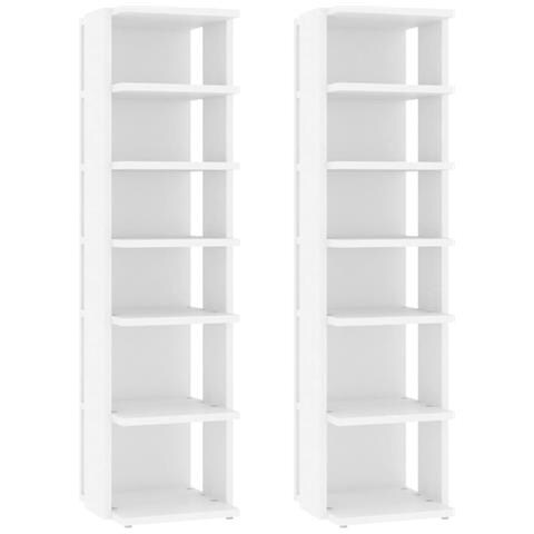 Scarpiere 2 pz Bianche 27,5x27x102 cm in Legno Multistrato - Foto 1