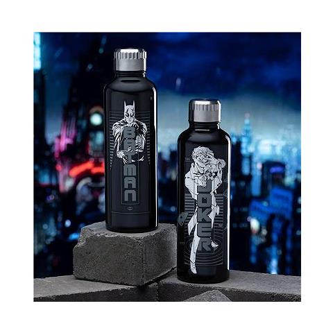 Borraccia In Metallo Batman E Joker - Batman Metal Water Bottle - Termica A Doppia Parete In Acciaio 500 Ml - Paladone - Foto 2