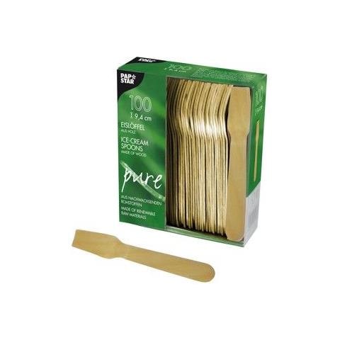 10625 cucchiaio monouso Cucchiaio per gelato usa e getta Legno Naturale 100 pz - Foto 1