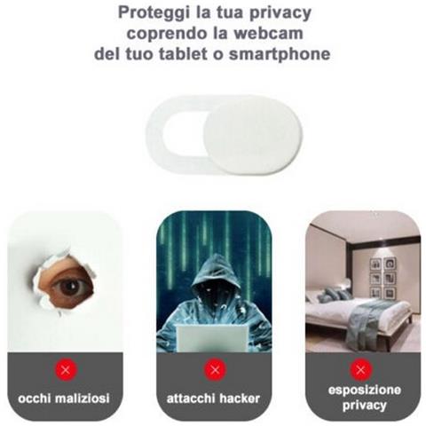 2x Webcam Cover Slider Tappo Privacy Protection Copri Fotocamera Tablet Laptop Pc Mac Smartphone Bianco - Foto 2