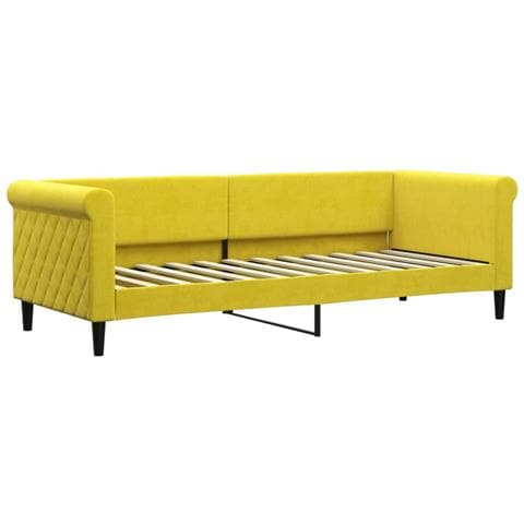 Divano Letto Con Materasso Giallo 80x200 Cm In Velluto - Foto 2