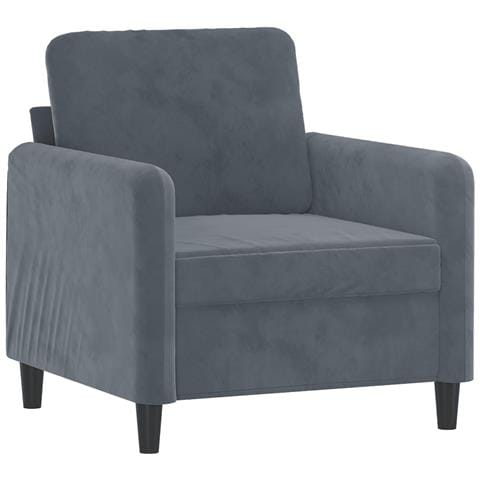 Poltrona Grigio Scuro 60 Cm Velluto - Foto 2