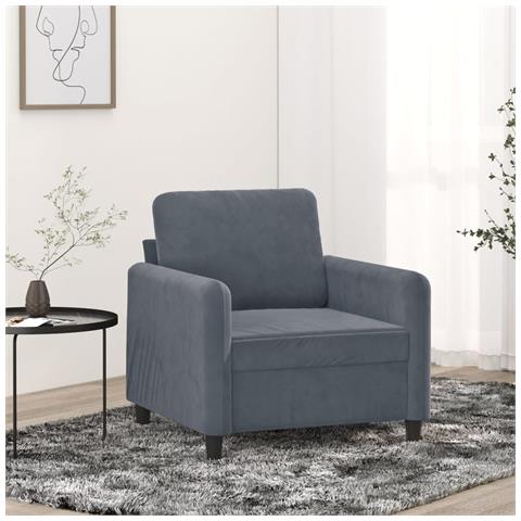 Poltrona Grigio Scuro 60 Cm Velluto - Foto 1