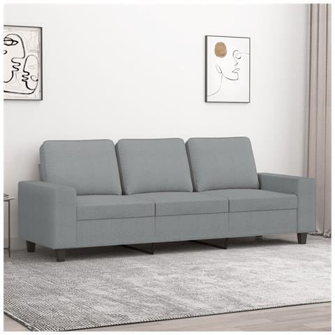 Divano A 3 Posti Grigio Chiaro 180 Cm In Tessuto - Foto 1