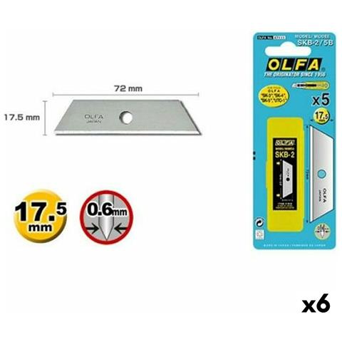 Lama Rasoio Olfa 17,5 Mm (5 Pezzi) (6 Unità) - Foto 1