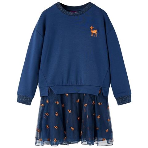 Abito Da Bambina A Maniche Lunghe Blu Marino 92 - Foto 1