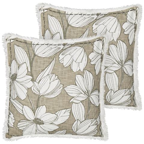 Set Di 2 Cuscini Cyanotis Cotone 45 X 45 Cm Verde Trama Floreale - Foto 7