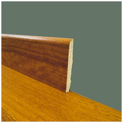 Battiscopa Bc In Legno Massello Impiallacciato Vero Legno Di Doussie' 70x10 Verniciato Opaco Poro Aperto - Foto 1