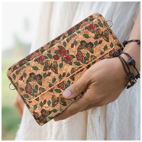 Pochette In Sughero, Collezione Natureprint Chiusura A Zip E Magnetica - Foto 2