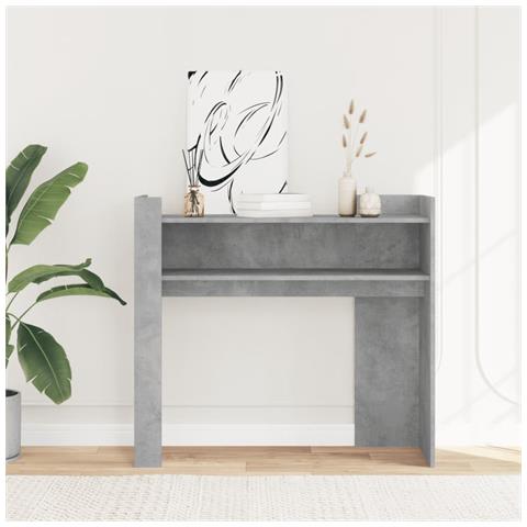 Tavolino Consolle Grigio Cemento 100x35x90 Cm In Multistrato - Foto 3