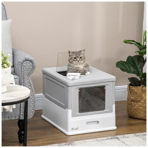Lettiera per Gatti Chiusa in PP a 2 Porte con Paletta e Vassoio Estraibile 47.5x35.5x36.7 cm - Foto 6