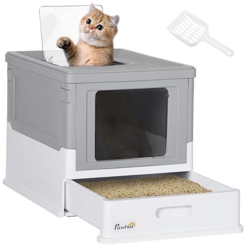 Lettiera per Gatti Chiusa in PP a 2 Porte con Paletta e Vassoio Estraibile 47.5x35.5x36.7 cm - Foto 1
