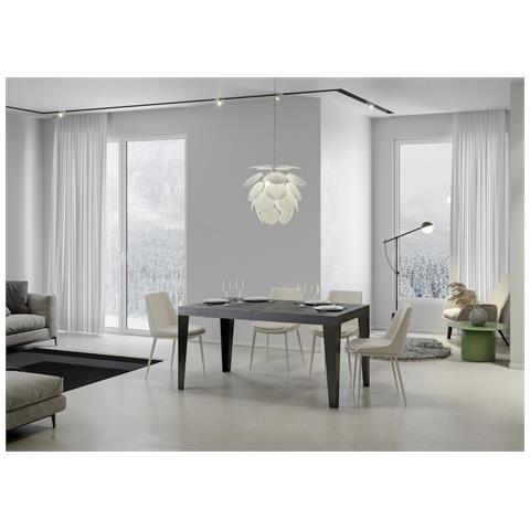 Tavolo Allungabile 90x160/264 Cm Flame Premium Cemento Telaio Antracite - Foto 4