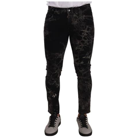 Jeans Skinny Slim Fit Con Fantasia Nera - It48 - M - Foto 1
