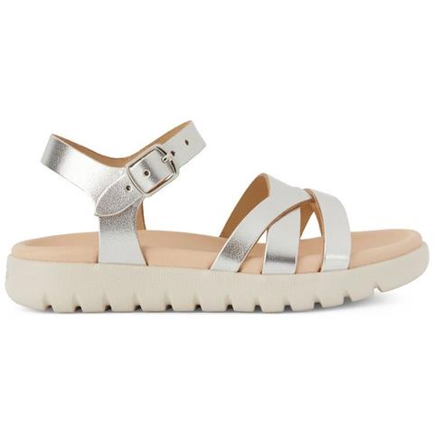 Sandal Soleima Sandali Pelle Di Mucca Scarpe Bambina Argento Eu 30, J45gsa 000cf C1007 - Foto 1
