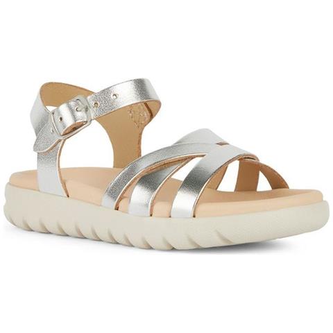 Sandal Soleima Sandali Pelle Di Mucca Scarpe Bambina Argento Eu 30, J45gsa 000cf C1007 - Foto 2