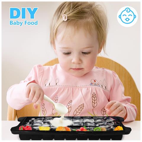 Set Di 3 Stampi In Silicone Per Ghiaccio Con 36 Sezioni E Coperchio Nero - Foto 2