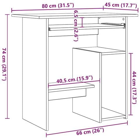 Scrivania Rovere Nero 80x45x74 cm in Legno Multistrato - Foto 2