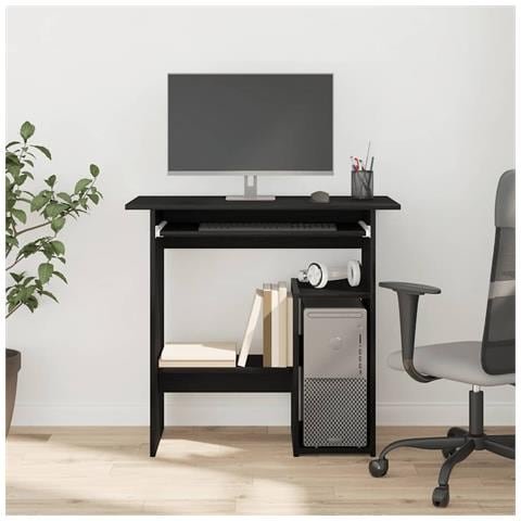 Scrivania Rovere Nero 80x45x74 cm in Legno Multistrato - Foto 9